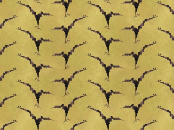Artemis profit bird wallpaper in mustard colour