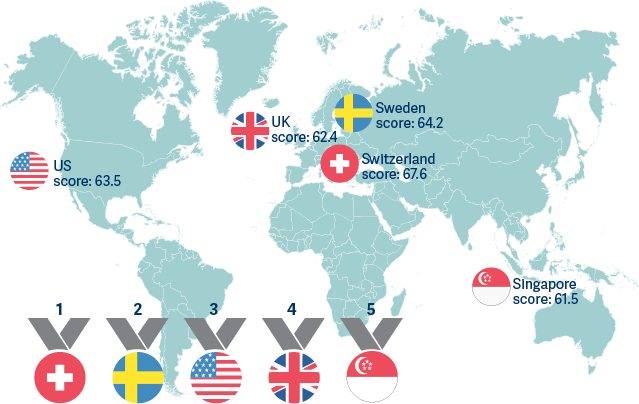world map showing global innovation index 2023