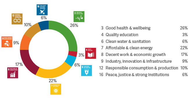 product impact by SDG pie chart